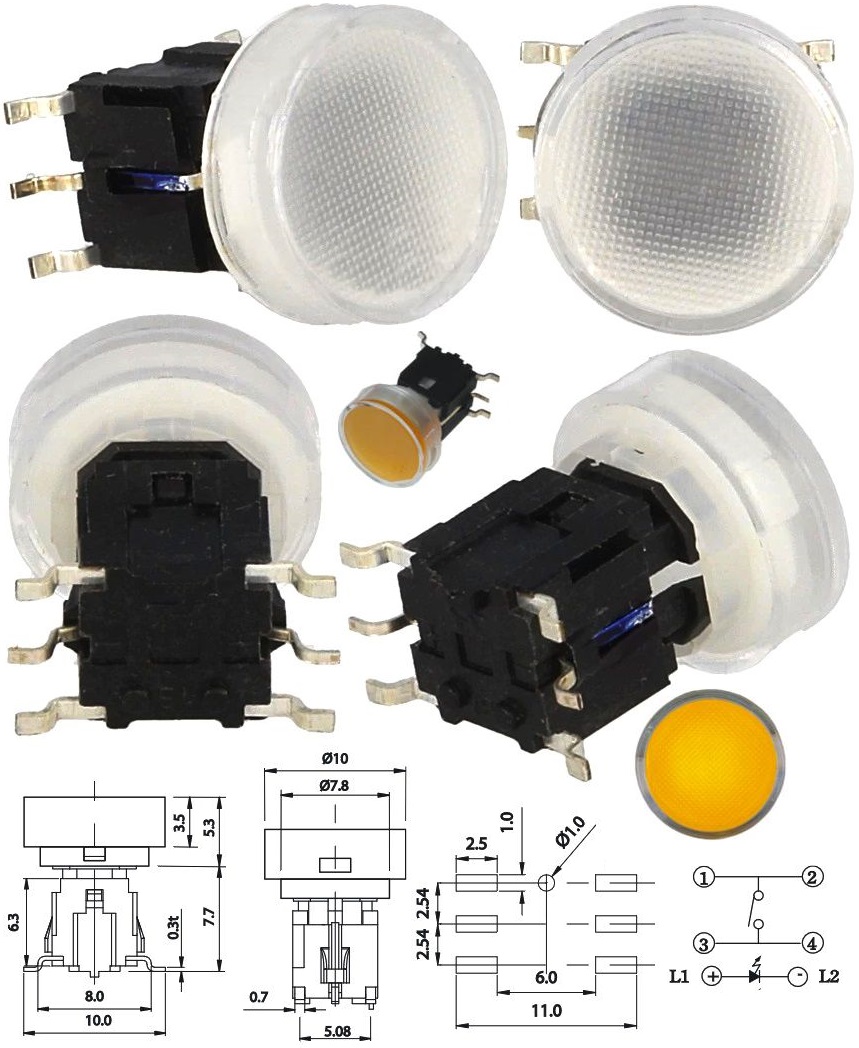 Switch con led 10x13mm